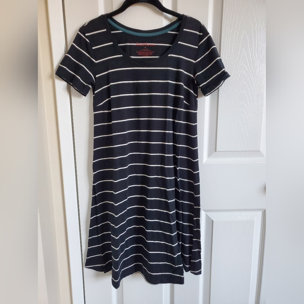 Hanna Andersson Striped Black White Swing Dress Womens XS